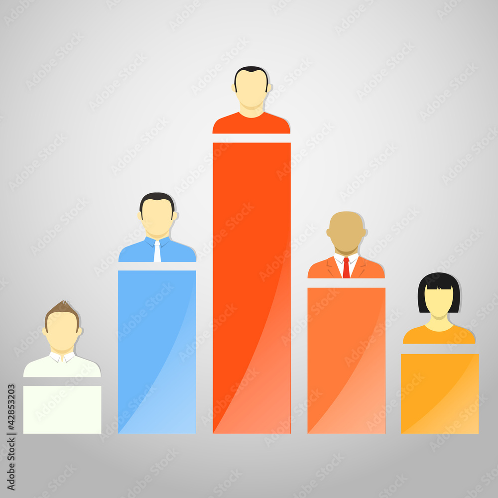 Aufkleber color chart columns with account avatars
