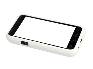 Mobile phone in a white cover