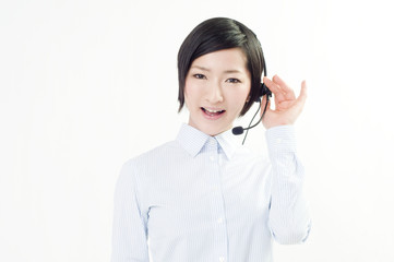 白バックを背景にした女性
