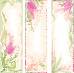 Set of backgrounds with decorative tulips