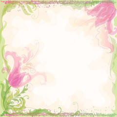 Background with decorative tulips