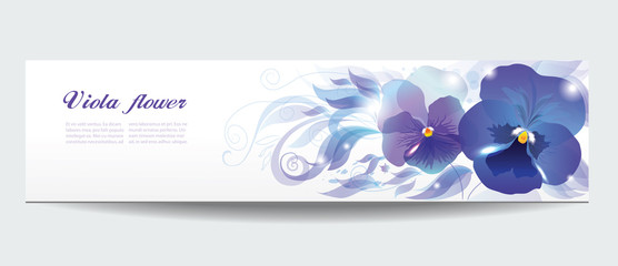 Viola flower vector background . Set of floral cards.