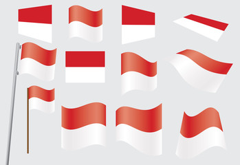 set of flags of Monaco vector illustration