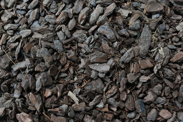 Seamless tiling woodchips for landscaping. Great black  texture 