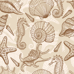 Sea hand drawn seamless pattern