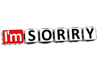 3D I am Sorry Button Click Here Block Text