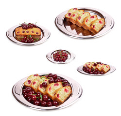 Delicious homemade cake with black cherries