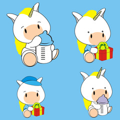 unicorn baby cartoon set
