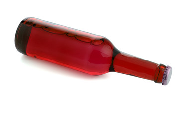 Red bottle with liquid