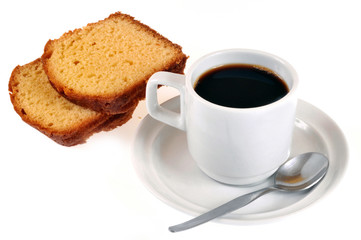 Tranches de quatre-quarts et café