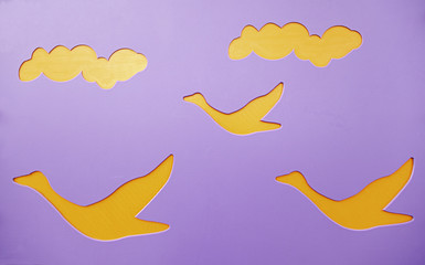 Obraz na płótnie Canvas Ducks and clouds, game