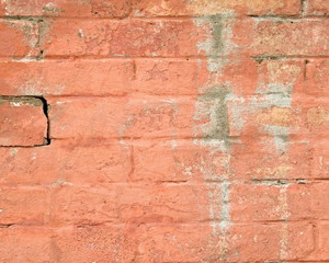 Rotten red brickwall