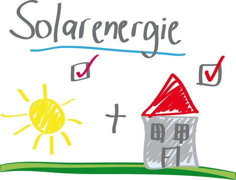 Nutzung von Sonnenenergie, Solaranlage auf dem Dach eines Hauses, Photovoltaik, Erneuerbare Energie, Solarstrom erzeugen, unabh&auml;ngig werden und autark leben