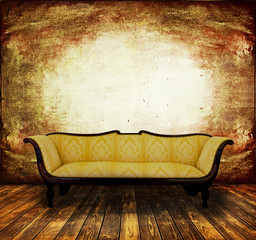 Sofa in an interior grunge
