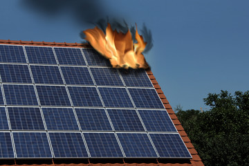 Fire on a roof with solar