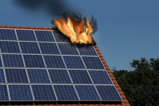 Fire on a roof with solar