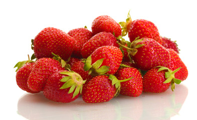 sweet ripe strawberries isolated on white