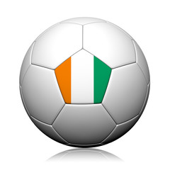 Côte d'Ivoire Flag Pattern 3d rendering of a soccer ball