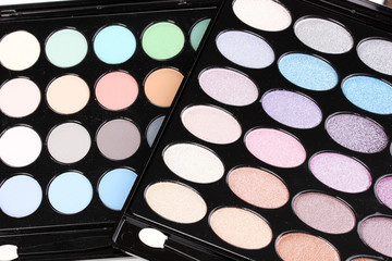 Bright eye shadows close-up