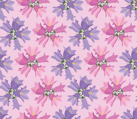 seamless pattern background with bluebell flowers
