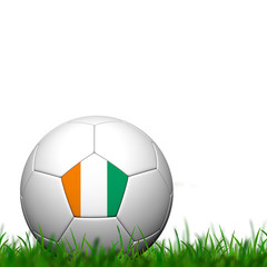 Fototapeta premium 3D Soccer balll Côte d'Ivoire Flag Patter on green grass over w