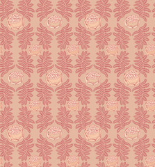 seamless pattern with leaves on beige background, Print