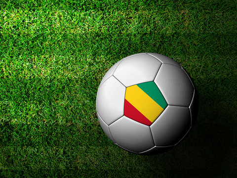 Guinea Flag Pattern 3d rendering of a soccer ball in green grass