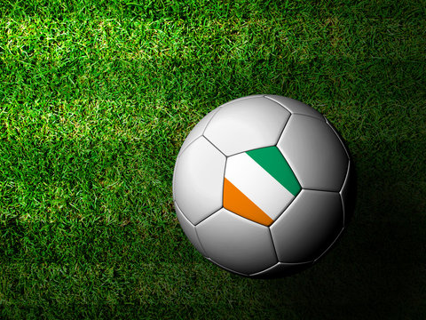 Ivory Coast Flag Pattern 3d rendering of a soccer ball in green