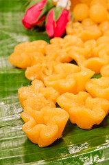 thai dessert ,thai sweets on the leaf