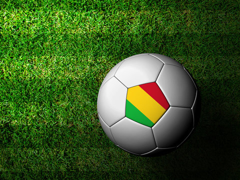 Mali Flag Pattern 3d rendering of a soccer ball in green grass
