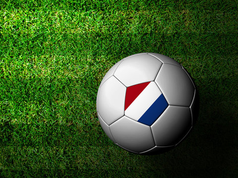Netherlands Flag Pattern 3d rendering of a soccer ball in green