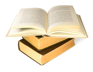 Old books isolated on a white background
