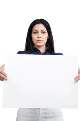 Naklejka premium Businesswoman Holding Blank Placard