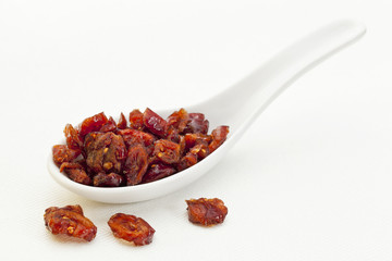 spoon of dried cranberries