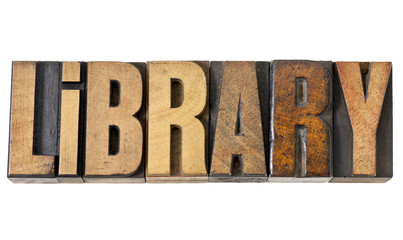 library word in wood type