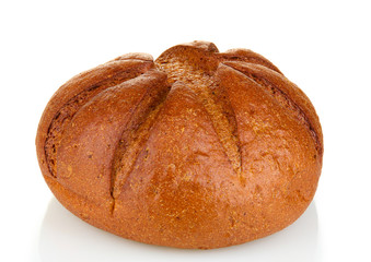 Homemade whole bread isolated on white background