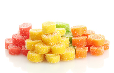 sweet jelly candies isolated on white.