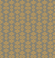 seamless pattern with leaves on gray background, Print