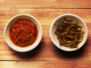 fried anchovies and sambal chili