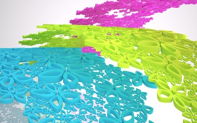 The dynamic abstract composition with flowers