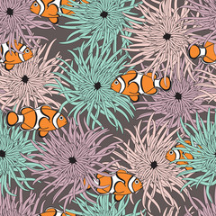 anemone fish seamless pattern
