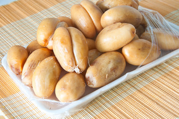 Thai sweet fruit,Zalacca in package on bamboo pad