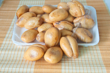Thai sweet fruit,Zalacca in package on bamboo pad