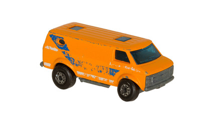 Very old toy car (1970 orange van)