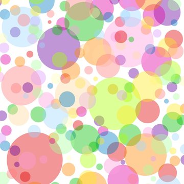 White square background with multicoloured bubbles