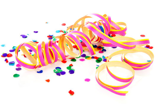 Colorful confetti and party streame