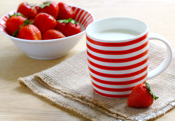 Milk and strawberries