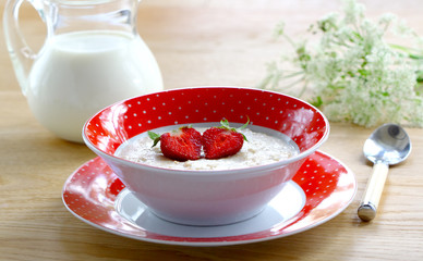 Porridge with berries strawberry