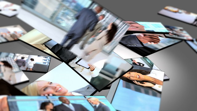 Montage Multiple Images Successful Business People