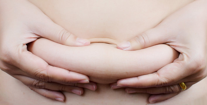 Stomach fat woman body part.
